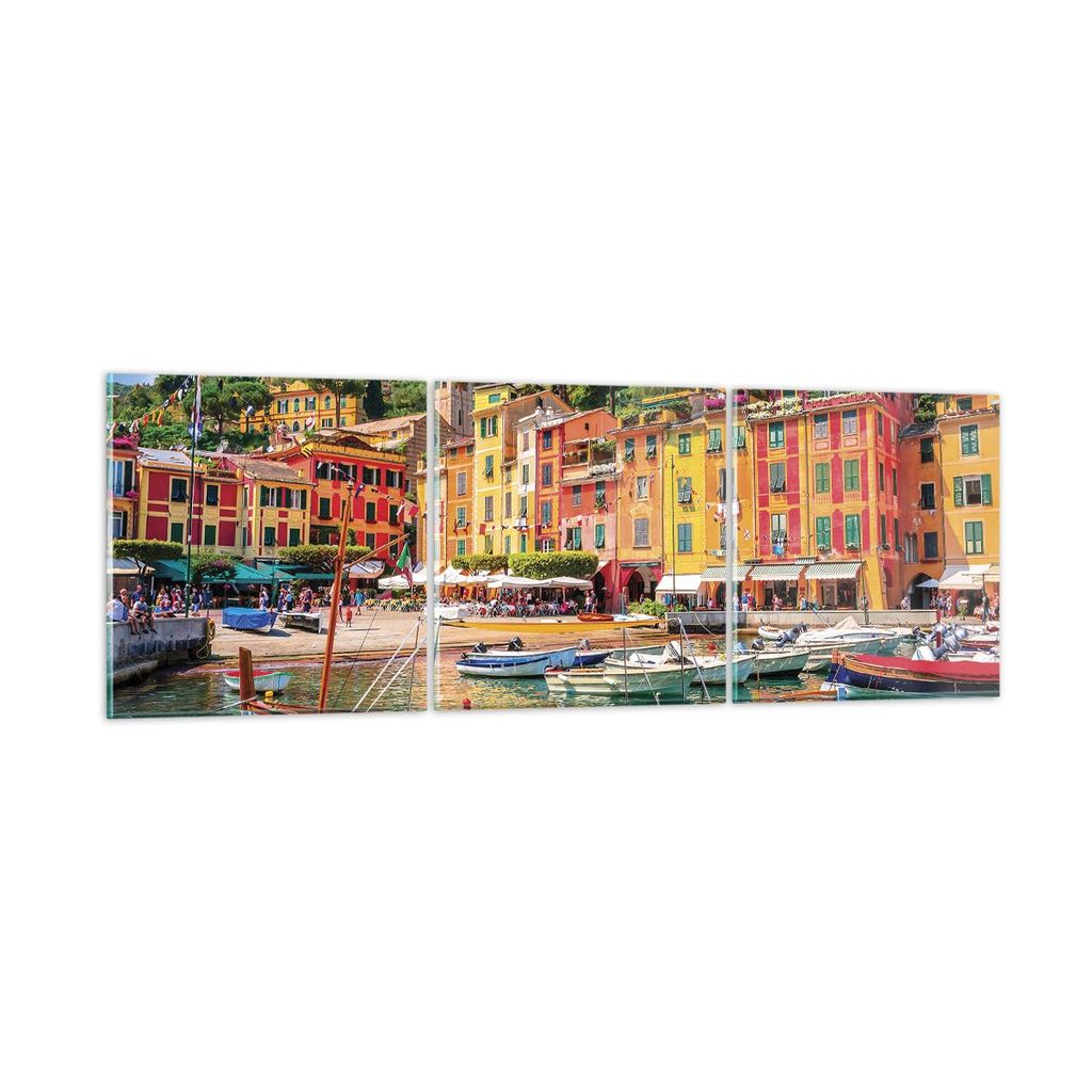 Bilder auf glas - 3 Teile - Weihnachtsmann Margherita Ligure - 90x30cm - Glasbilder - Wandbilder - Bilder - Wanddekoration aus Glas - Glas Bilder -...