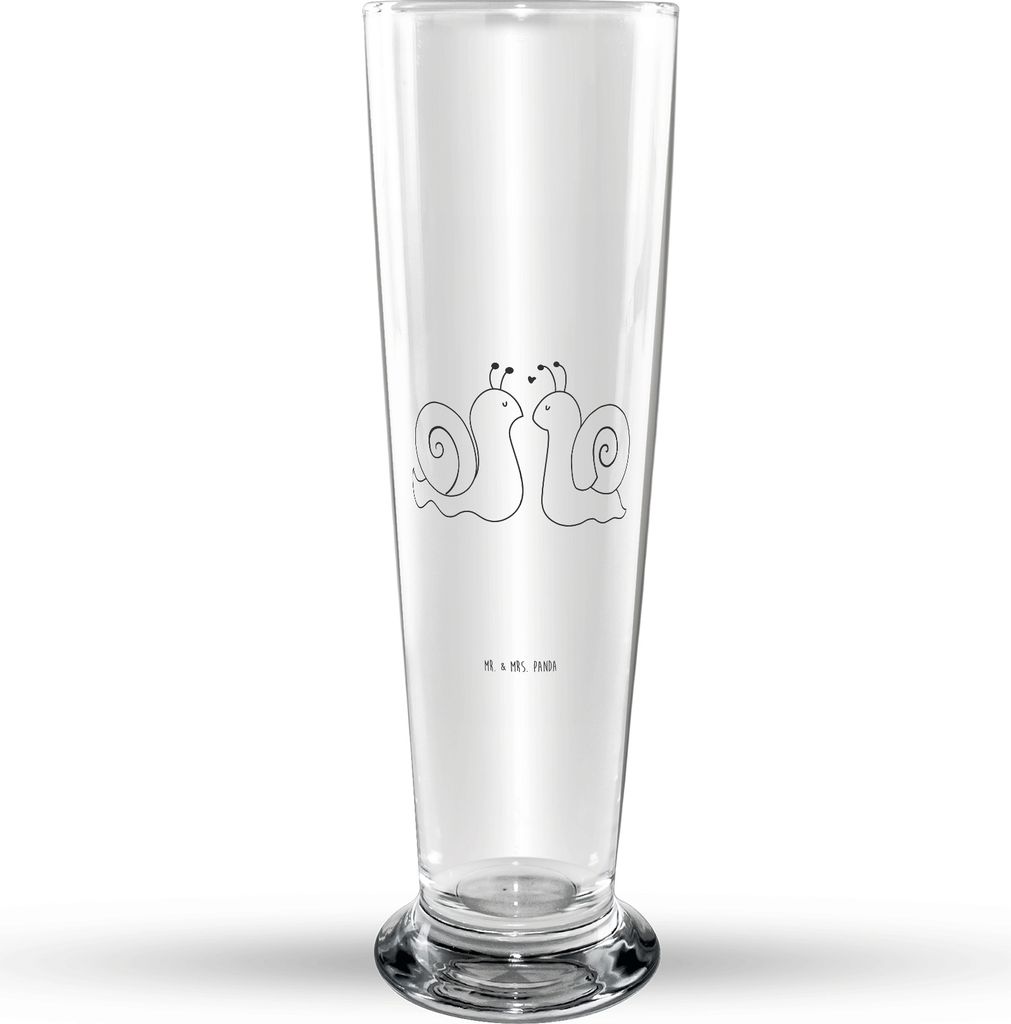 Mr. & Mrs. Panda Bier Glas Schnecken Liebe - Transparent - Geschenk, Verliebt, Weißbierglas, glücklich, Weizenbier, Bierglas, Zufrieden, Weizen, ...