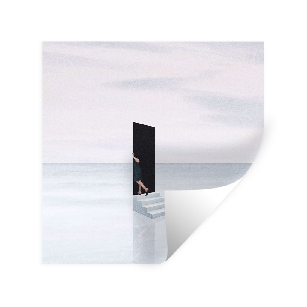 MuchoWow Wandtattoo Wandsticker Wandaufkleber Frau - Treppe - Abstrakt - Tür 50x50 cm Selbstklebend und Repositionierbar - Selbstklebend - Fotot...