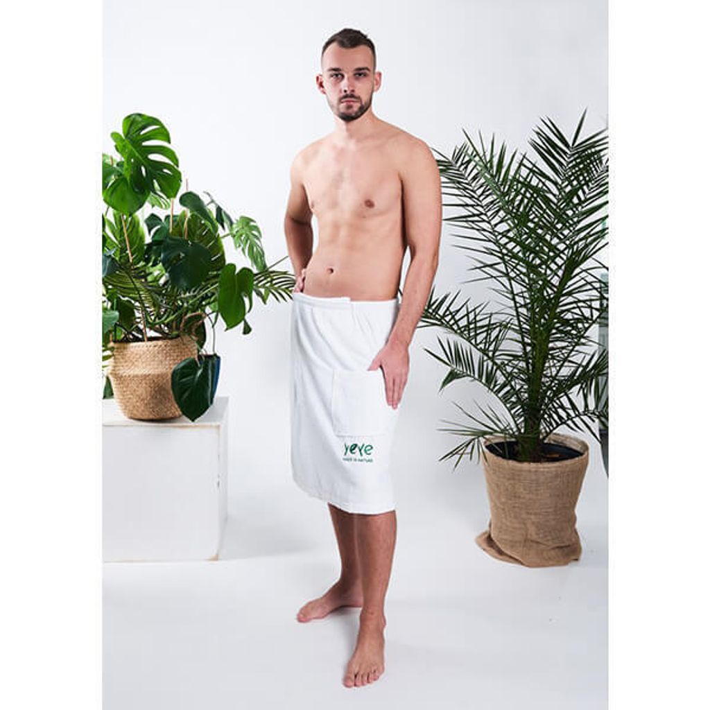 Kilt męski pareo do sauny 100% naturalna bawełna Yeye Biały Zdjęcie produktu 