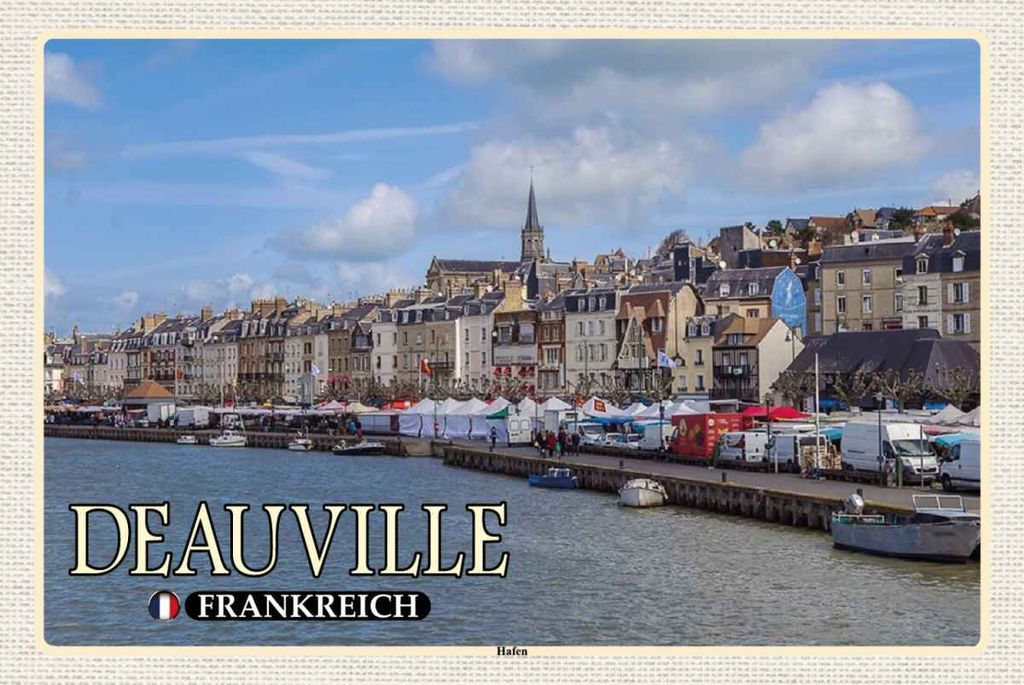 vianmo Holzschild 20x30 cm Deauville Frankreich Hafen Boote Bildmotiv Reisemotiv Europa