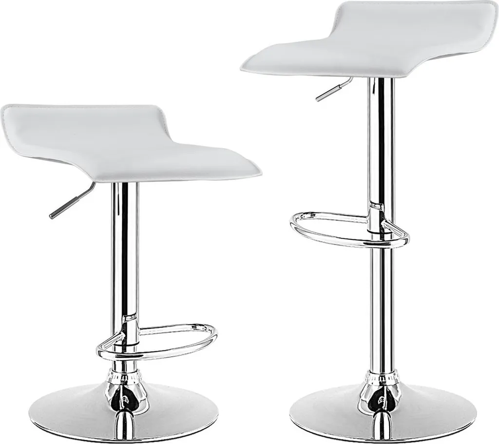 Tabouret de Bar Blanc Design avec Hauteur Réglable et Dossier Confort