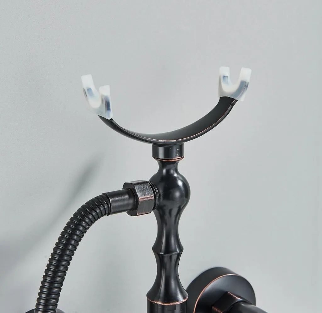 Rubinetto Vasca Nero Opaco Ari Retro | Miscelatore Parete Ottone Design - 7