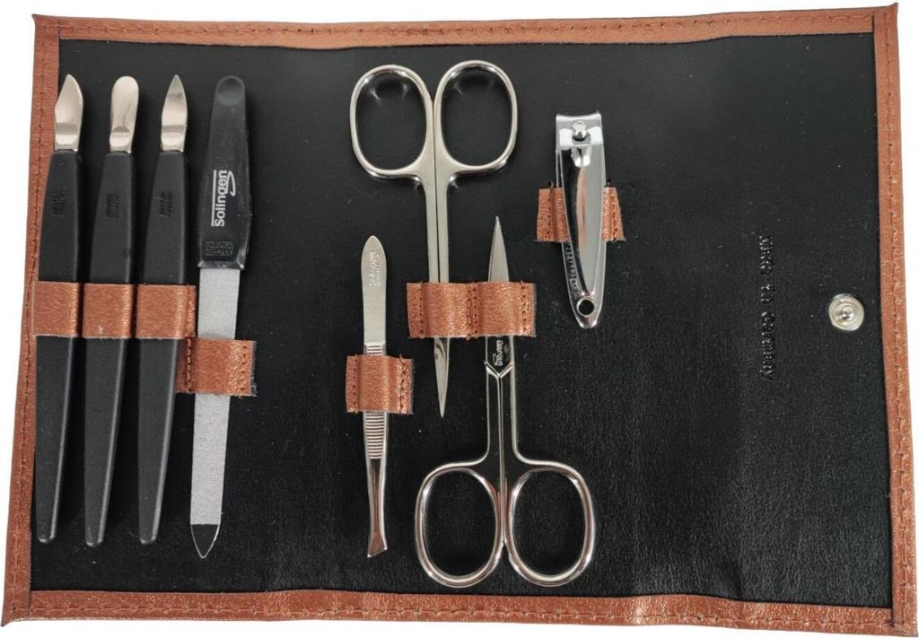 Nagelpflege Set 8-tlg. Echtleder Etui | Maniküre Pediküre | Solingen | Germany Bronze