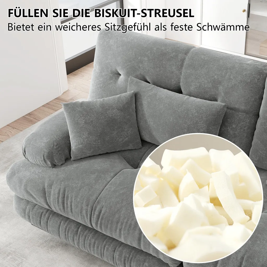 Canapé modulable pour salon, sofa 2 places confortable en chenille - 2