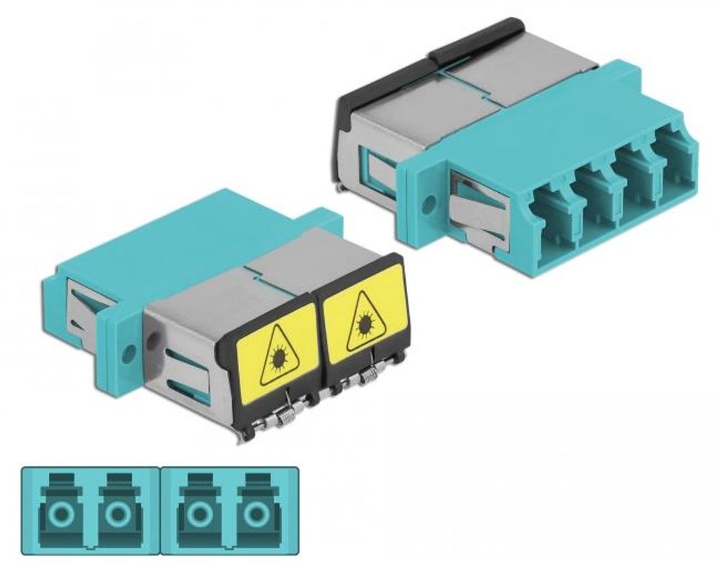 Delock LWL Kupplung LC Quad Buchse zu LC Quad Buchse Multimode aqua