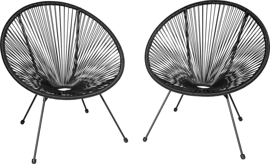 2 Gartenstühle Santana mit Tisch - schwarz Produktbild 