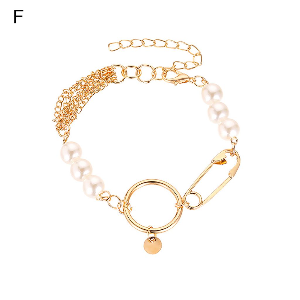 Mode Frauen Legierung Geometrische Armbänder Dicke Kette Retro Charme Schmuck Geschenk-F