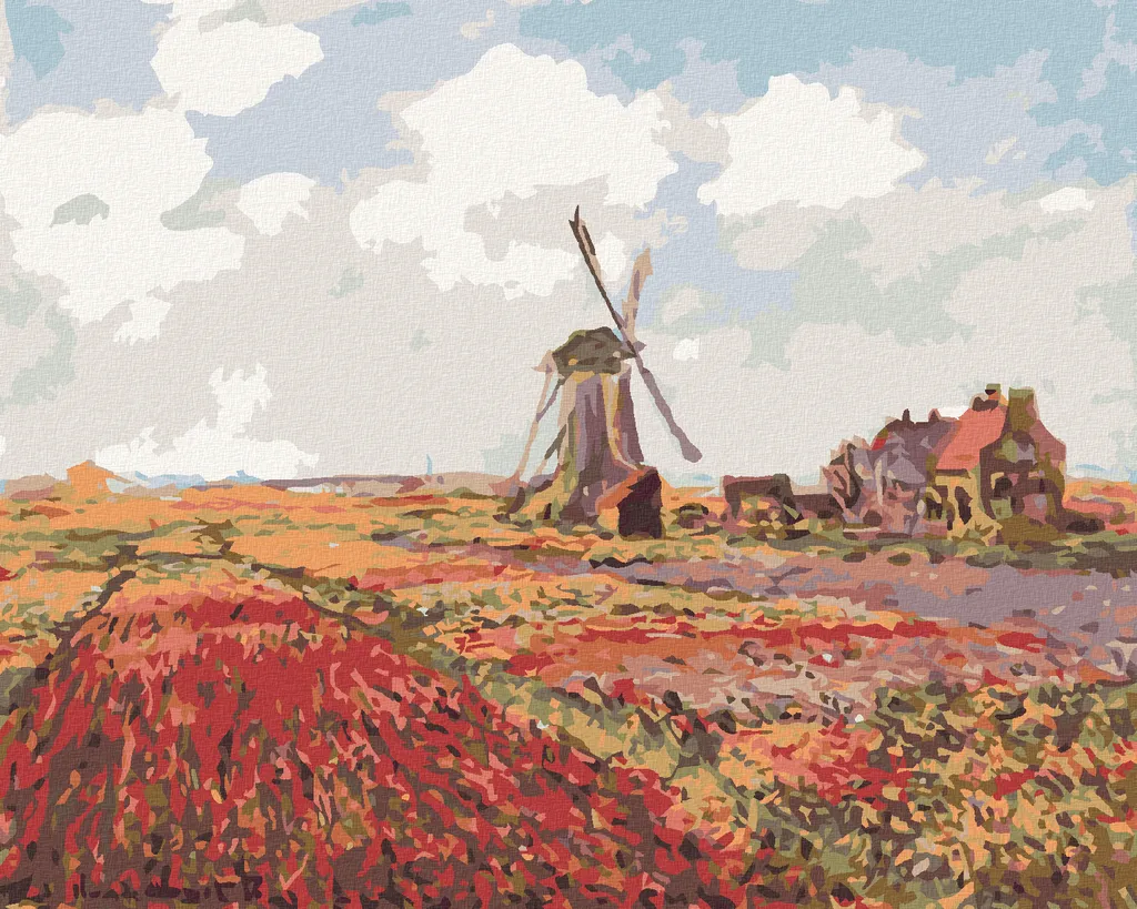 Zuty - Pittura con diamanti - CAMPI DI TULIPANI IN OLANDA (CLAUDE MONET), 40x50 cm, senza cornice e senza tela tesa