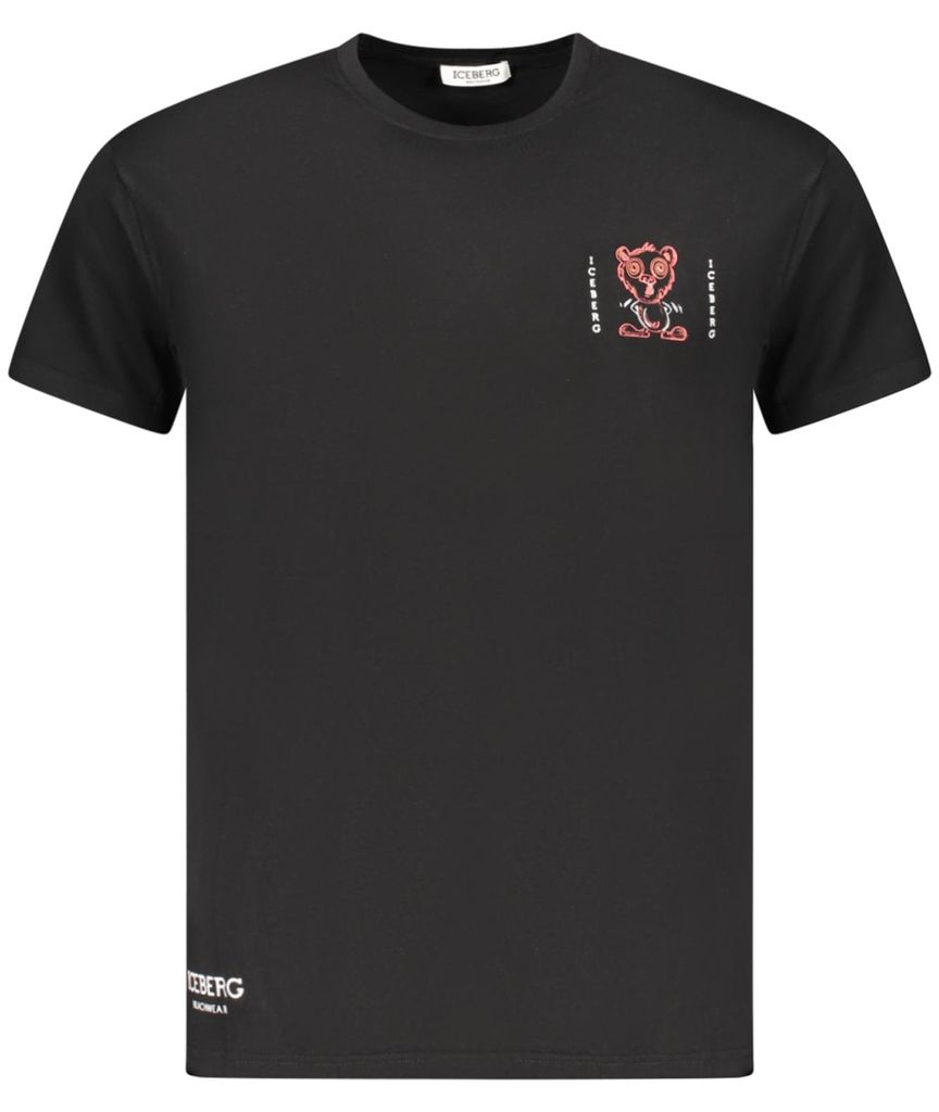 Stylishes Schwarzes Kurzarm-Herrenshirt mit Druck und Rundhals