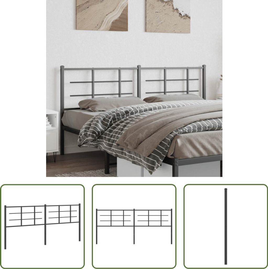 The Living Store Kopfteil Metall Schwarz 193 cm