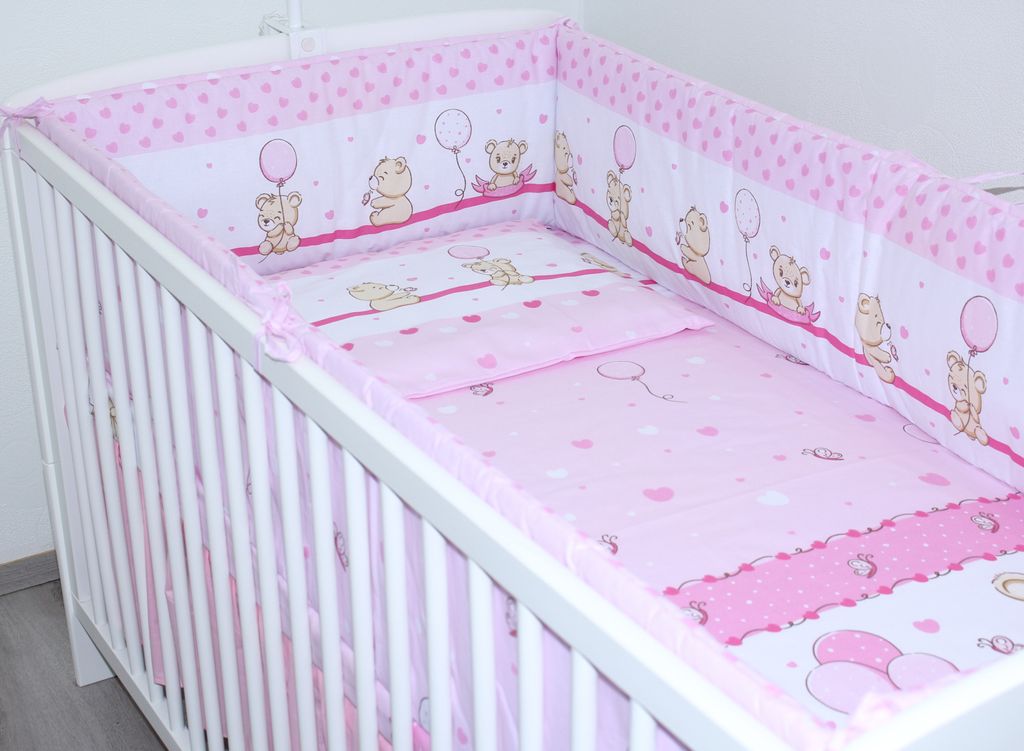 PRIMAWELA Nestchen 360 cm Bettumrandung Babybett Baby Kinder Nest Kopfumrandung 03. Sweet Rosa