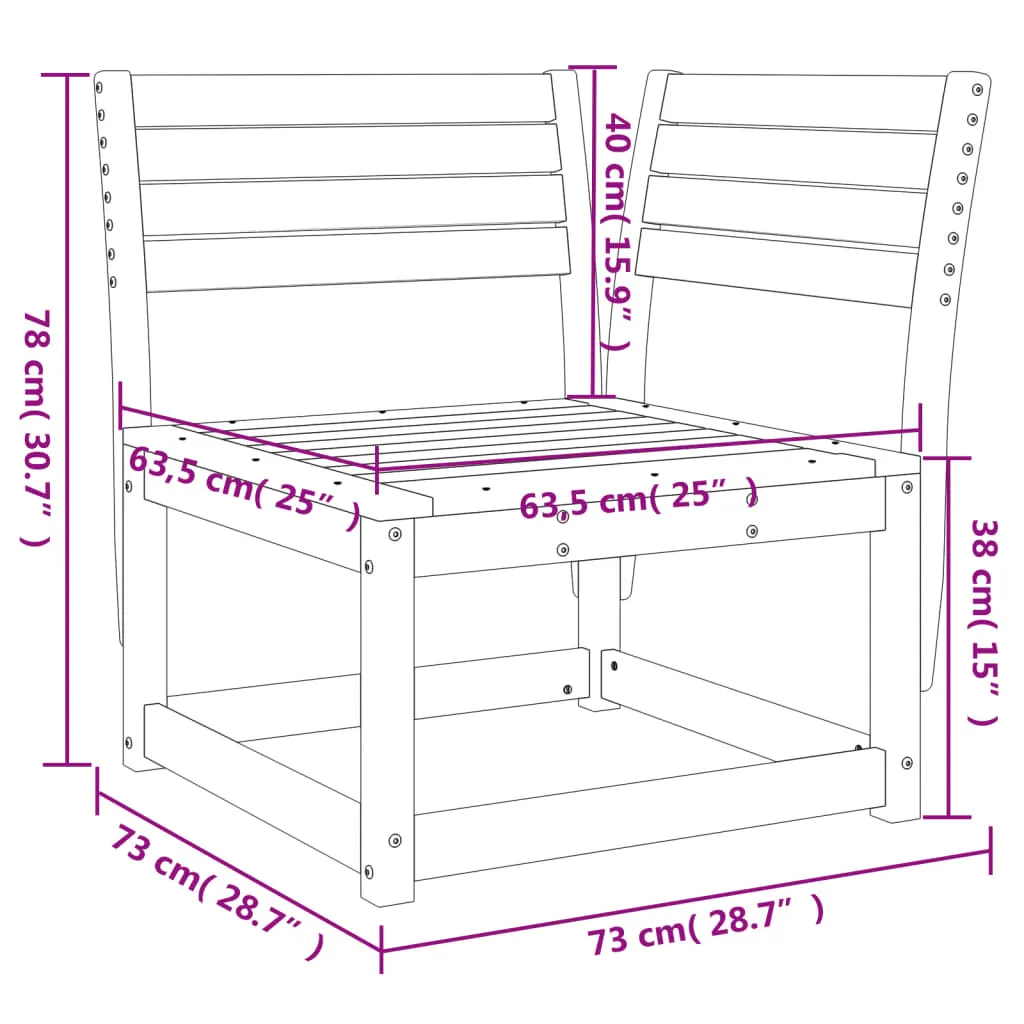 Divano da Giardino Angolare vidaXL Pino Impregnato 73x73x78 - 8