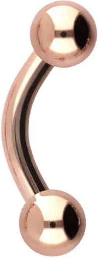 Bauchnabel-Piercing, Rook Piercing Chirurgenstahl Banane RoséGold Stablänge: 7mm + Stabstärke: 1,6mm + Kugelgröße: 4mm