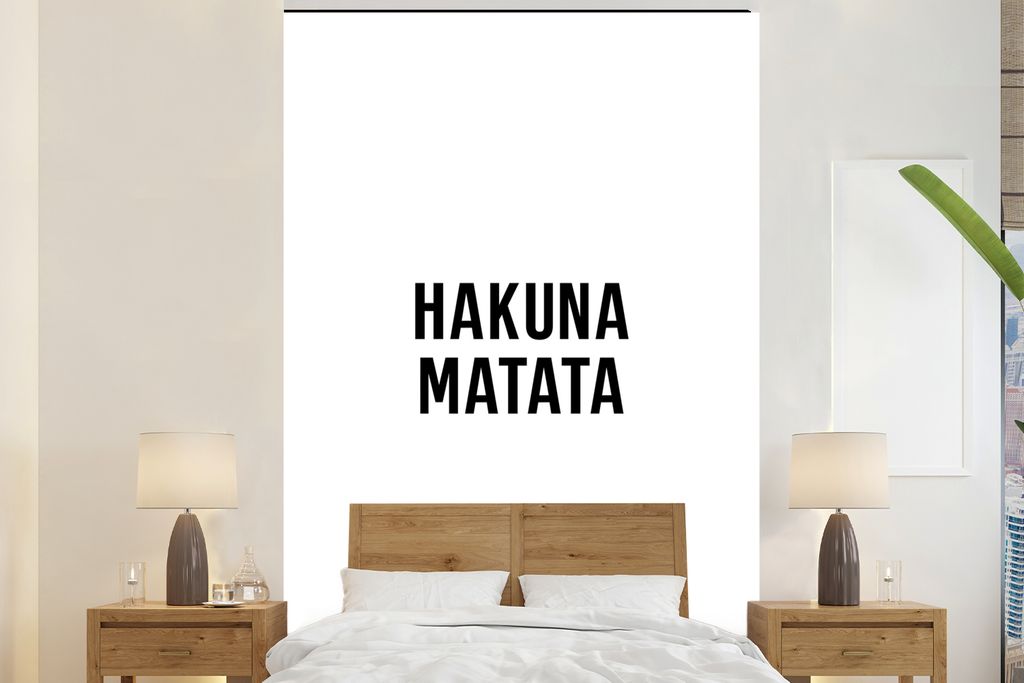 MuchoWow Fototapete für Wohnzimmer oder Schlafzimmer Wandtapete Vinyl Motivtapete Zitate - Hakuna matata - Kinder - Baby - Text - 200x300 cm - W...