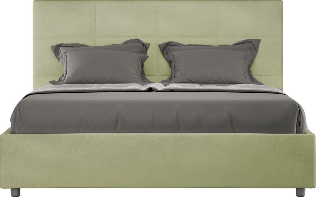 ITYHOME - Gepolstertes Bett ohne Lattenrost 140x210 mit Mikrofaserbezug Grün Mika