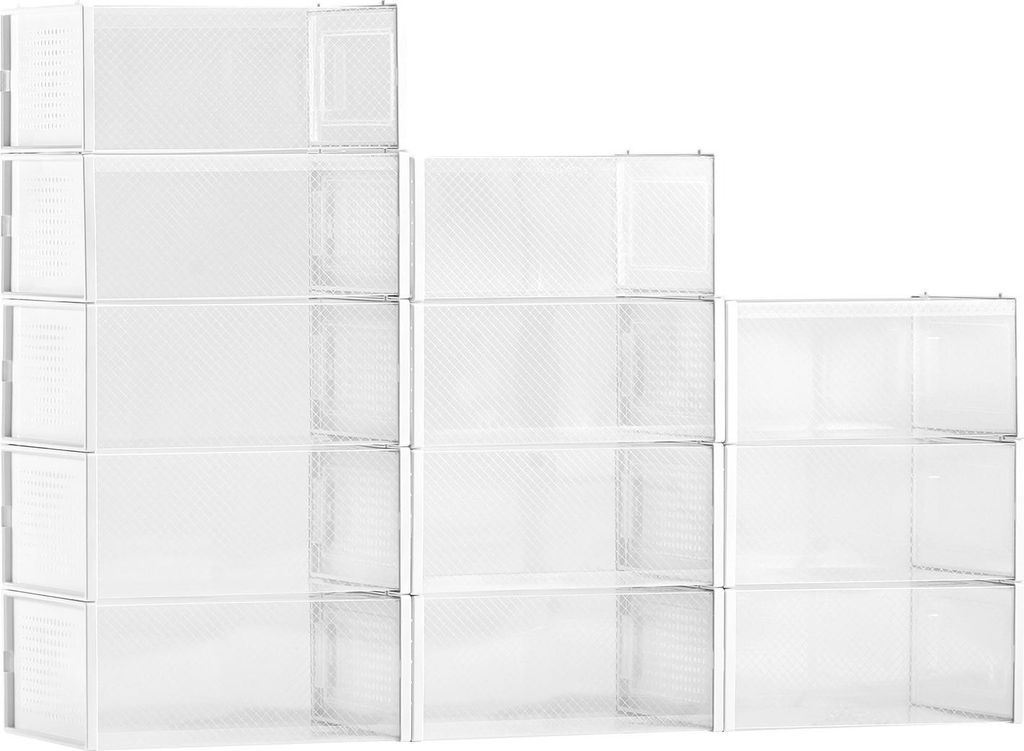 Stapelbare Schuhboxen - 12er-Set - Modularer Schuh-Organizer - Passend bis US-Größe 11 - Aus robustem Kunststoff - Für Sneakers, High Heels, Sti...