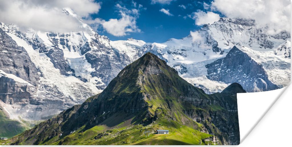 MuchoWow Poster Blick auf Mönch und Jungfrau am Schweizer Eiger 120x60 cm - Bild