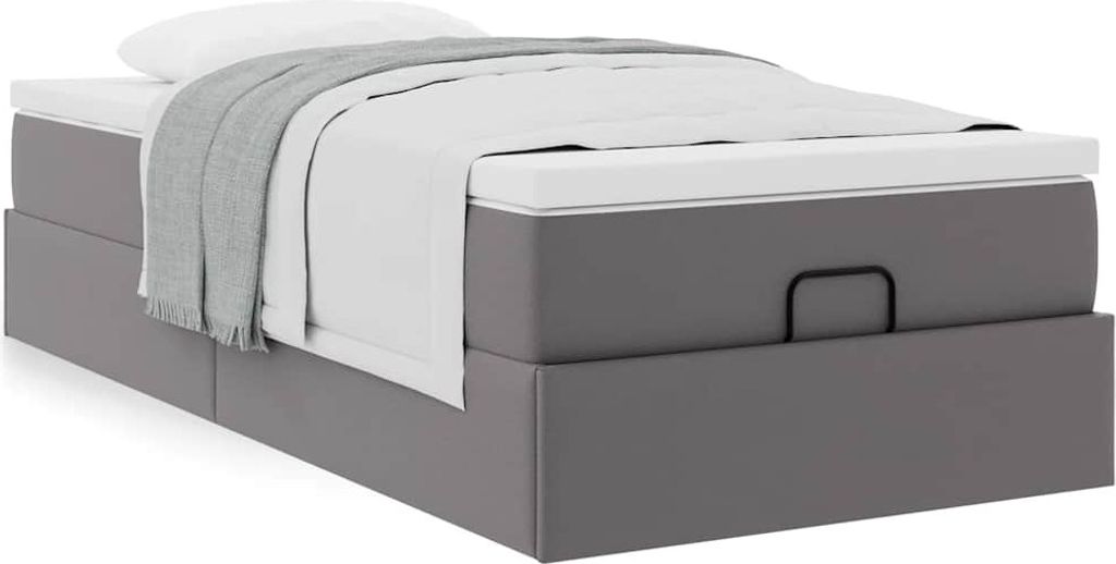 Best Möbel Bettrahmen inkl. Lattenrost - Ottoman-Bett mit Matratze Grau 80x200 cm Kunstleder - Klassische Betten Cloris Neu3028171 4parcel