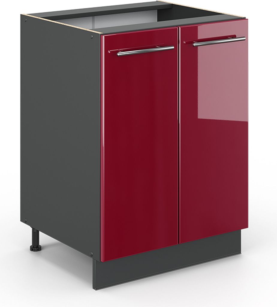 Küchenunterschrank Vicco Fame-Line Bordeaux Hochglanz 60 cm ohne Arbeitsplatte, Model 35553