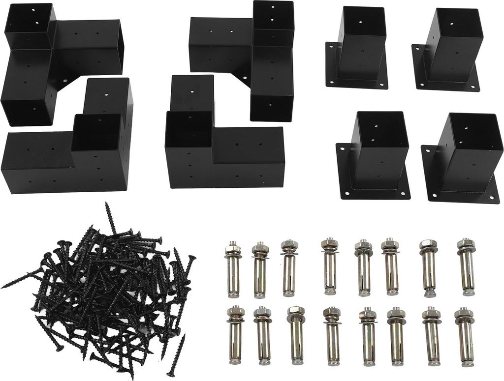 Pergola-Halterung Stahl DIY Erhöhter Holzständer Hardware-Set für den Außenbereich 8-teilig