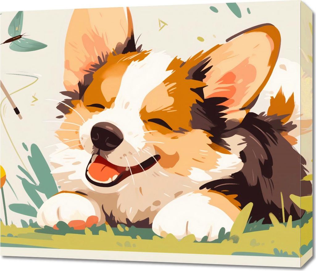 Bild 70x60cm Unbeschwerter Corgi