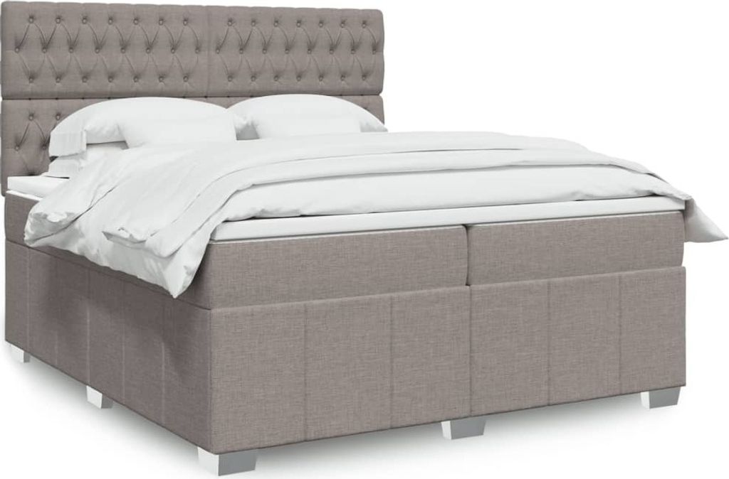 Möbel Boxspringbett mit Matratze Taupe 200x200 cm Stoff - Klassische Betten 3294086