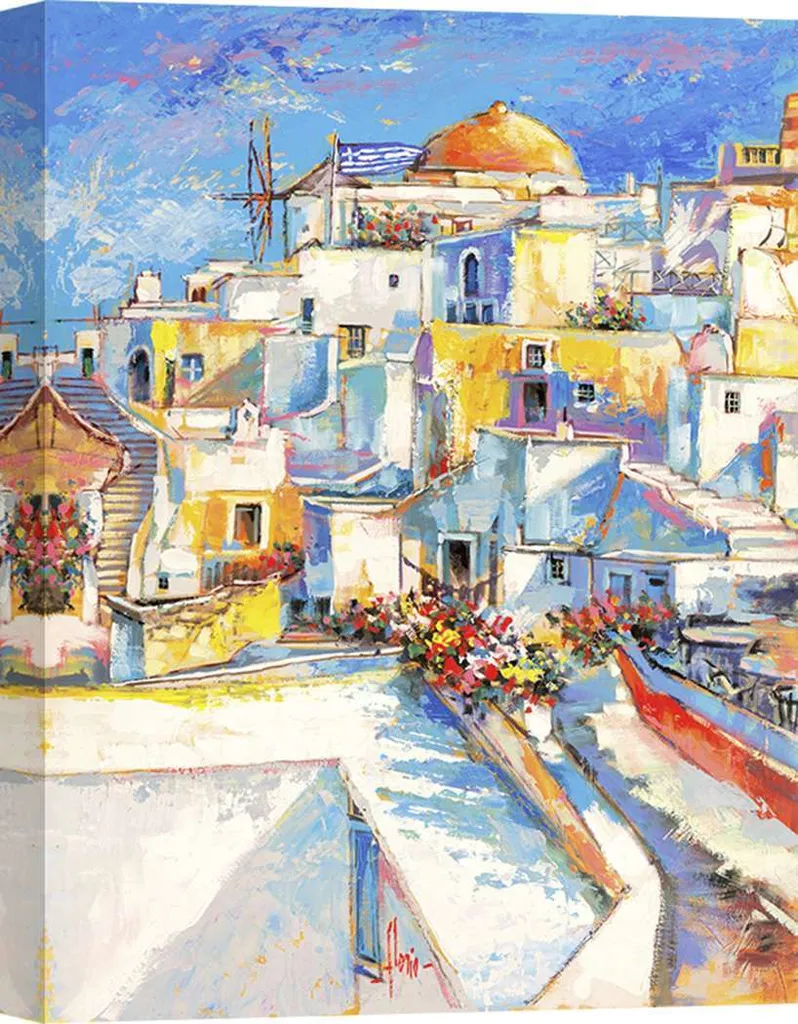 Toile Luigi Florio Santorin 100x70 cm - Sublimez un Mur Vide avec Art