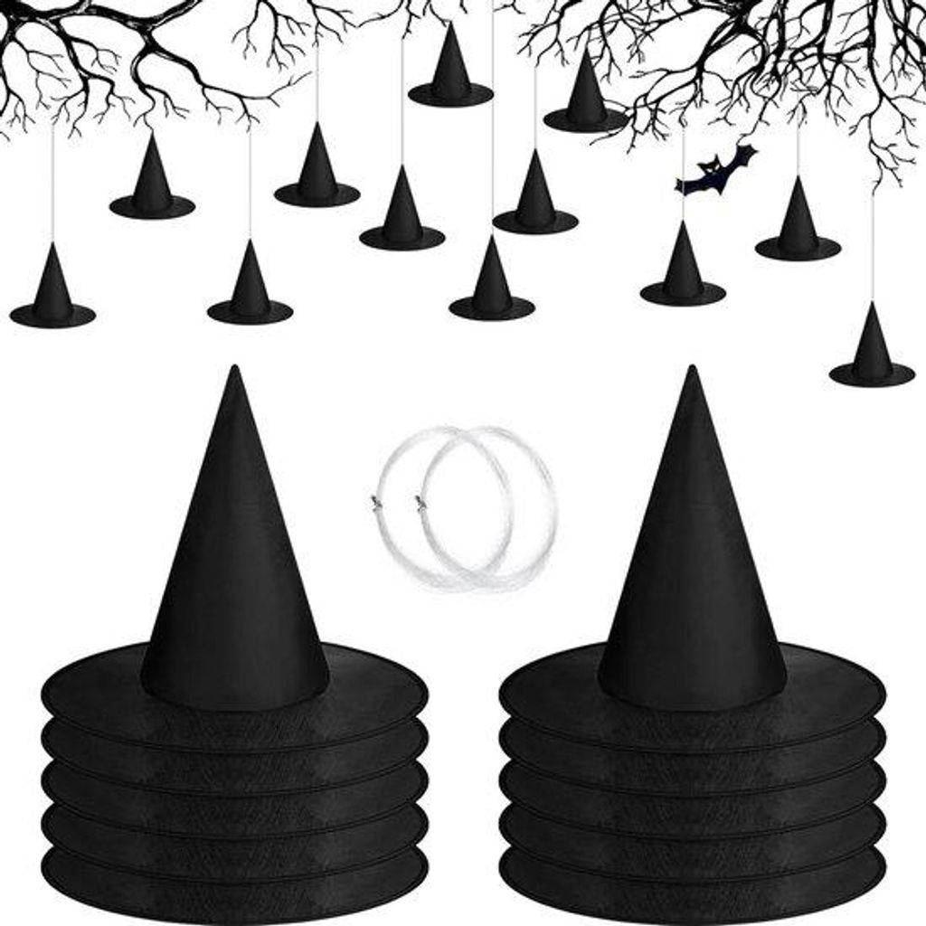 Halloween-Ausstattung - Drehende Hüte - Osternetz - Verschönern mit Hängeschnur - 36 cm Höhe - Schwarz