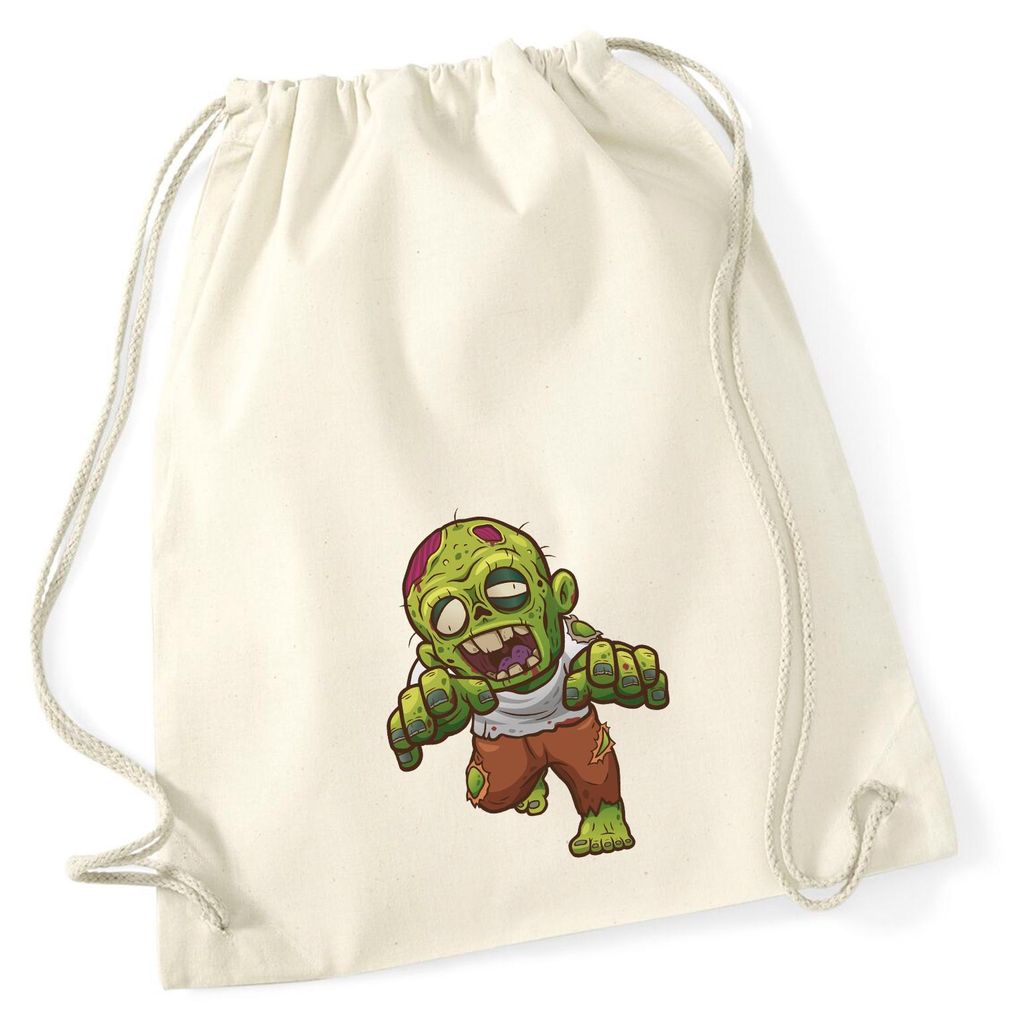 Huuraa Turnbeutel Zombie Fabelwesen 12 Liter Natural Baumwolle Rucksack Geschenkidee