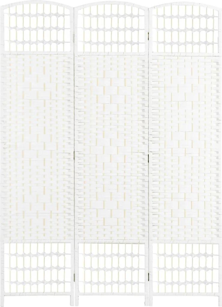 Paravent pliable pour salon 120x170 cm cloison mobile bambou blanc