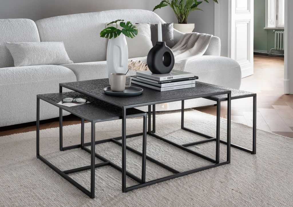 Beistelltisch 3-er Set Schwarz 70 x 70 x 40 cm