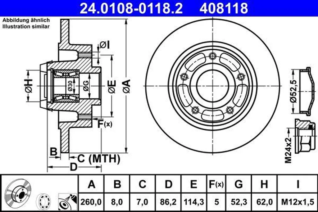 Disque de frein ATE anti-vibration pour Clio et Megane - OE 432006506R