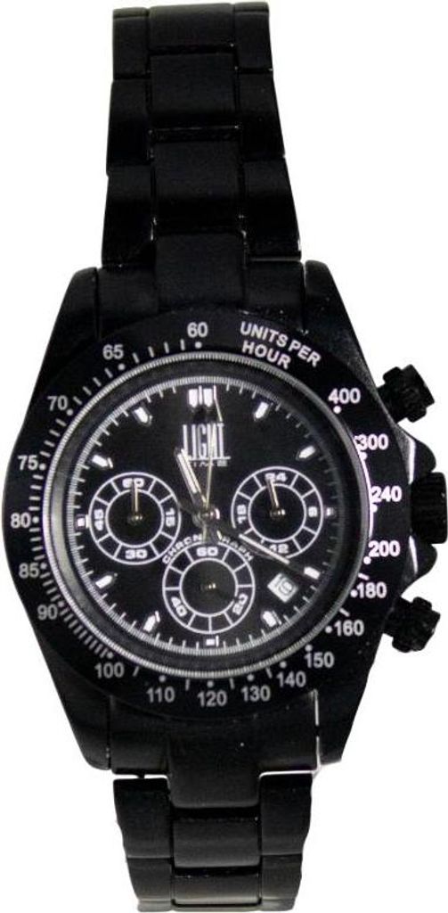 Light Time Armbanduhr Chronograph Damen Herren Aluminium Datum Schwarz L133BLK