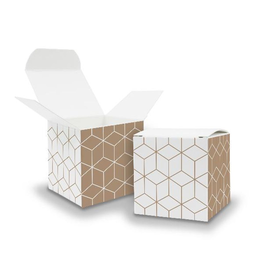 itenga Würfelbox aus Karton 6,5x6,5cm Muster Geometrie