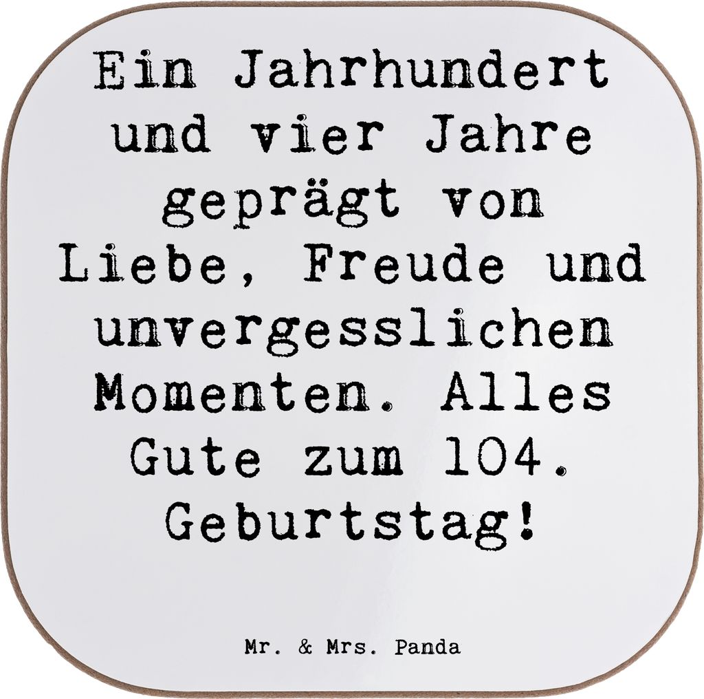 Mr. & Mrs. Panda Tassenuntersetzer Spruch 104. Geburtstag - Weiß - Geschenk, Alter, Glückwunsch, Liebe, Meilenstein, Tischuntersetzer, Untersetze...