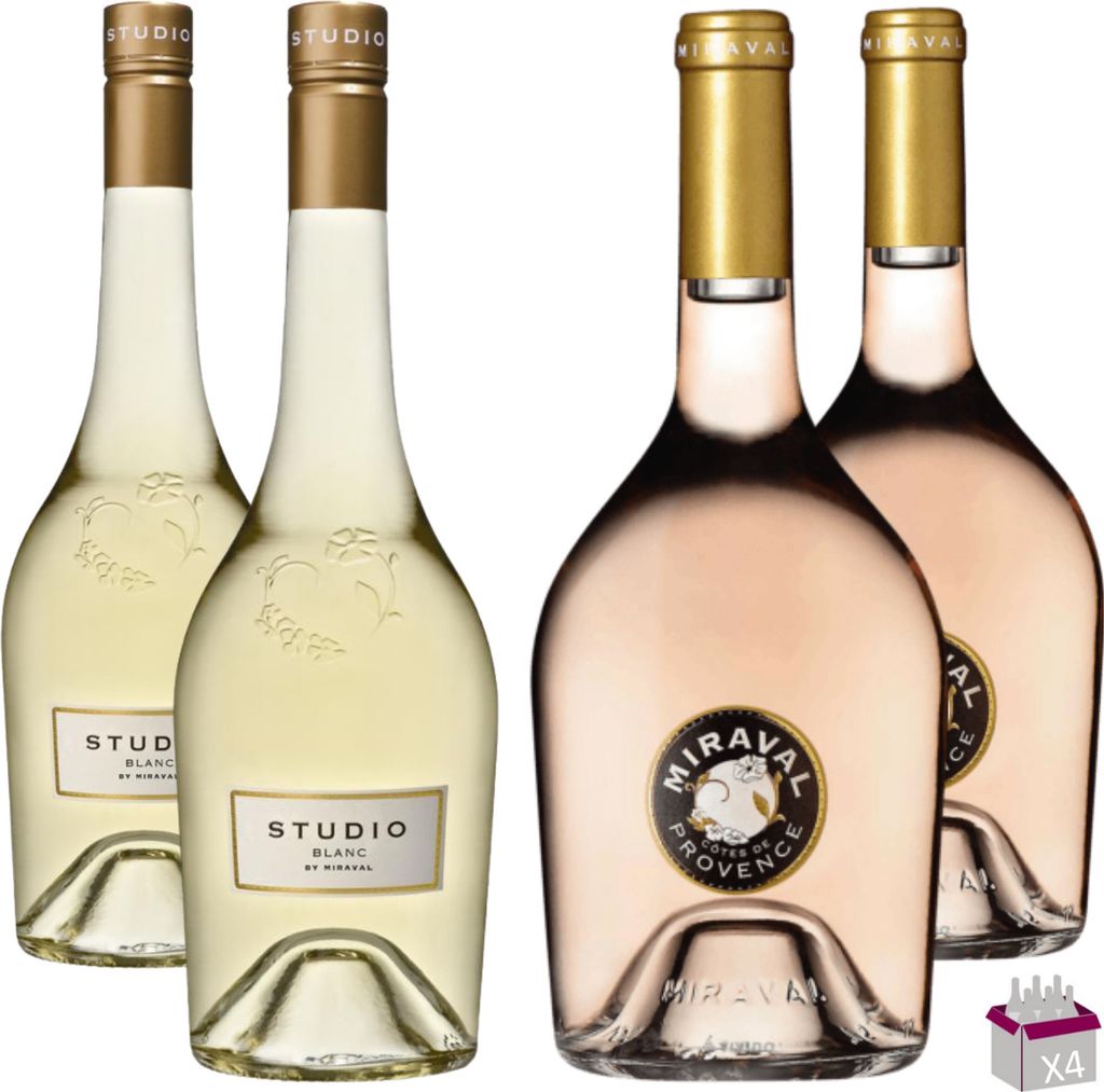 Los Entdeckung Miraval 4x75cl- 2 Studio von Miraval 2024 weiß 75cl 13% & 2 Côtes de Provence Rosé 2024 75Cl 13%