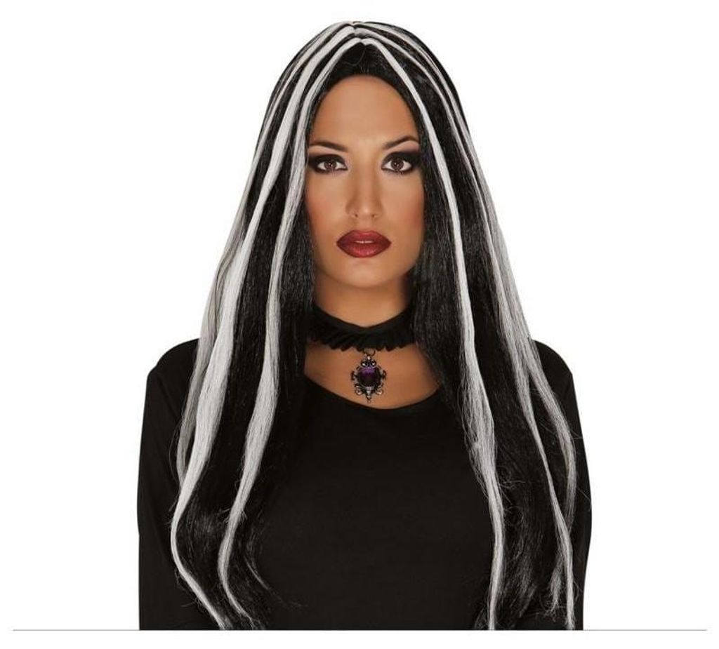 Parrucca Strega Capelli Lunghi Look Halloween Con Accento Immagine del prodotto 