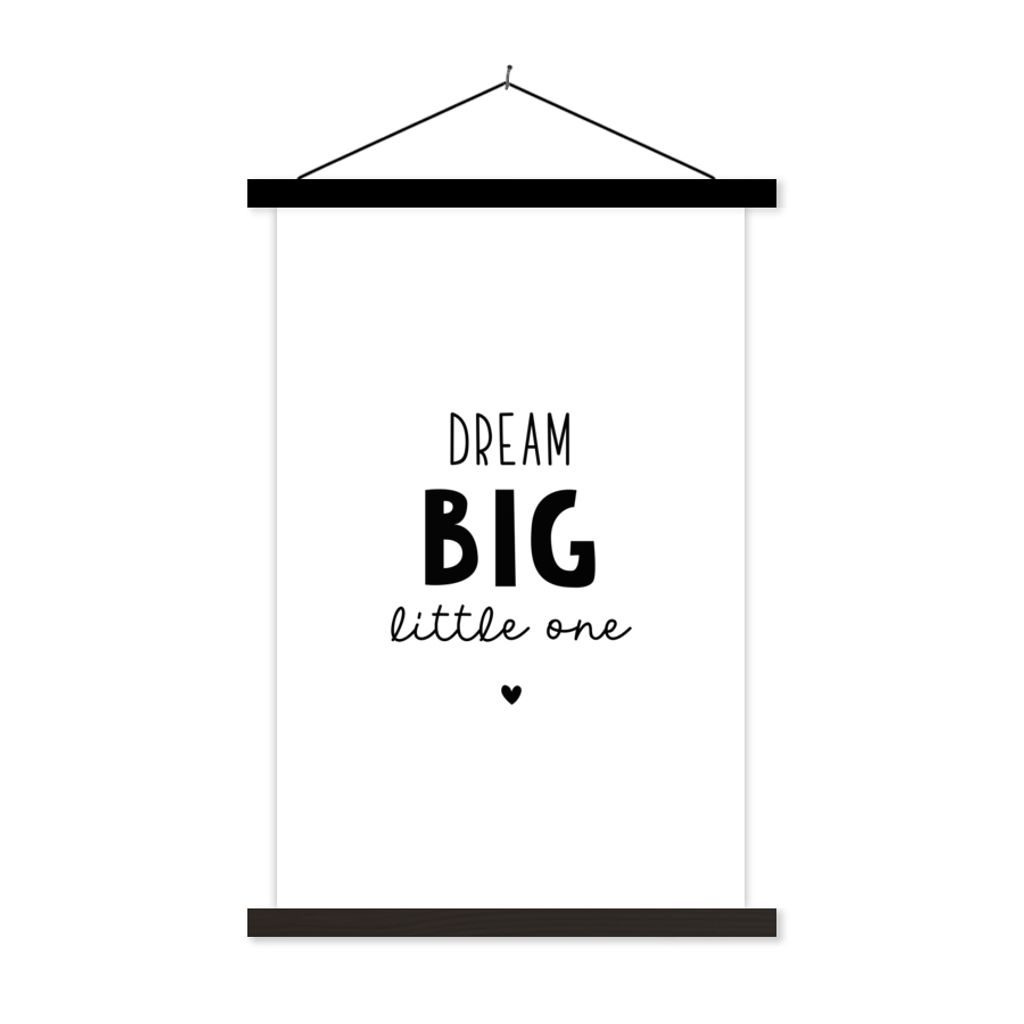 MuchoWow Textilposter Zitate - Dream big little one - Sprichwörter - Baby - Träume 120x180 cm mit schwarzem Rahmen - Fotos
