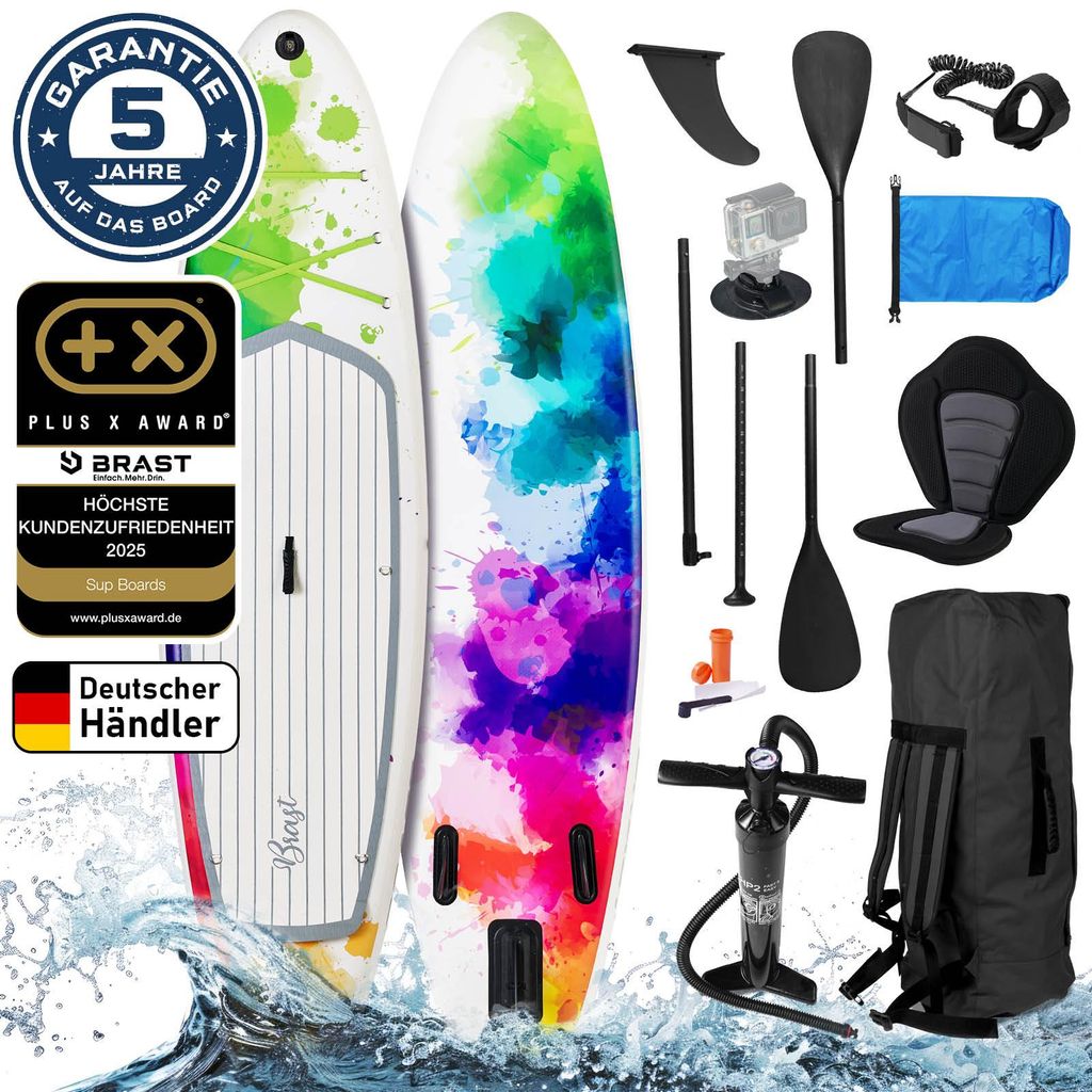 BRAST SUP Board Lady | Aufblasbares Stand up Paddle Set für Frauen | 300cm | inkl. Sonderzubehör | 2in1 Paddel Kajak-Sitz Action-Cam-Halterung Fu...