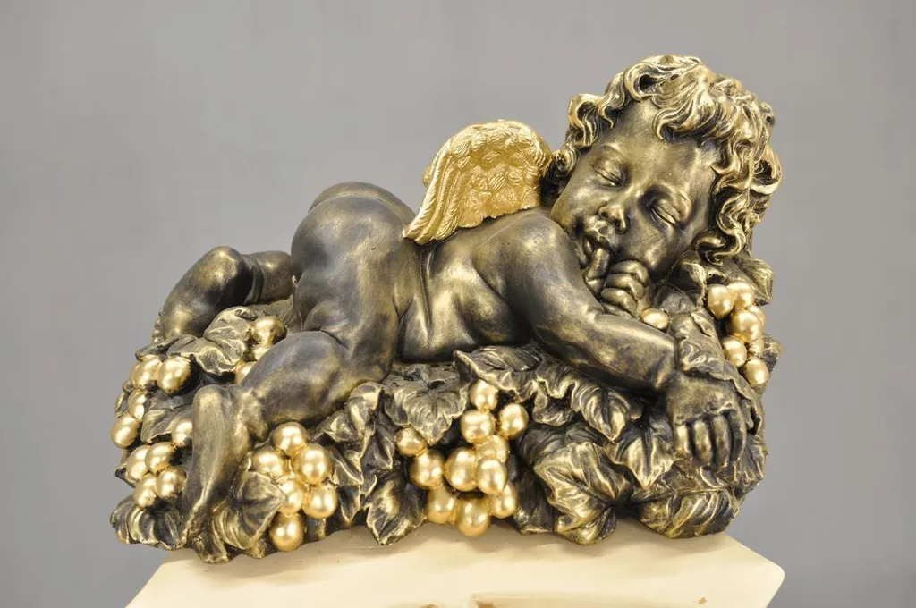 Statue Ange Design Dormant Sculpture Blanche 15cm Finition Détaillée