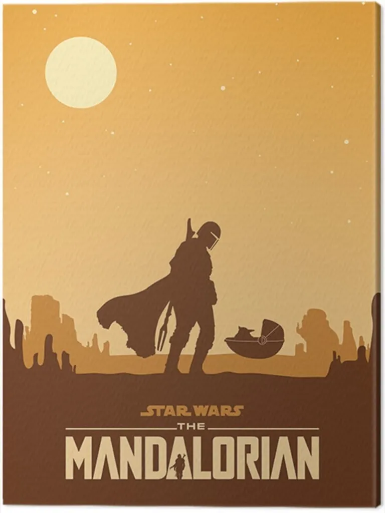 Décoration Murale Toile Star Wars The Mandalorian 60x80 cm Jaune et Marron