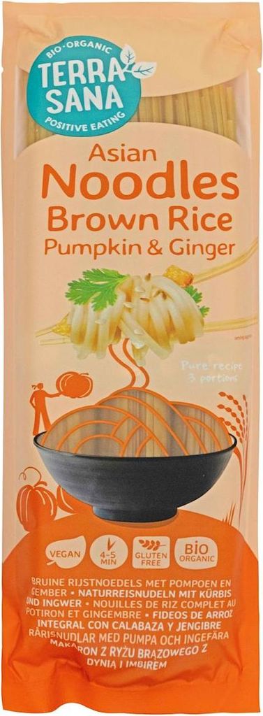 MAKARON (RYŻOWY RAZOWY Z DYNIĄ I IMBIREM) NOODLE SPAGHETTI BEZGLUTENOWY BIO 250 g - TERRASANA