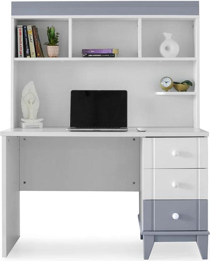 Moderner Schreibtisch mit Regal und Schubladen Funktionales Design für Büro