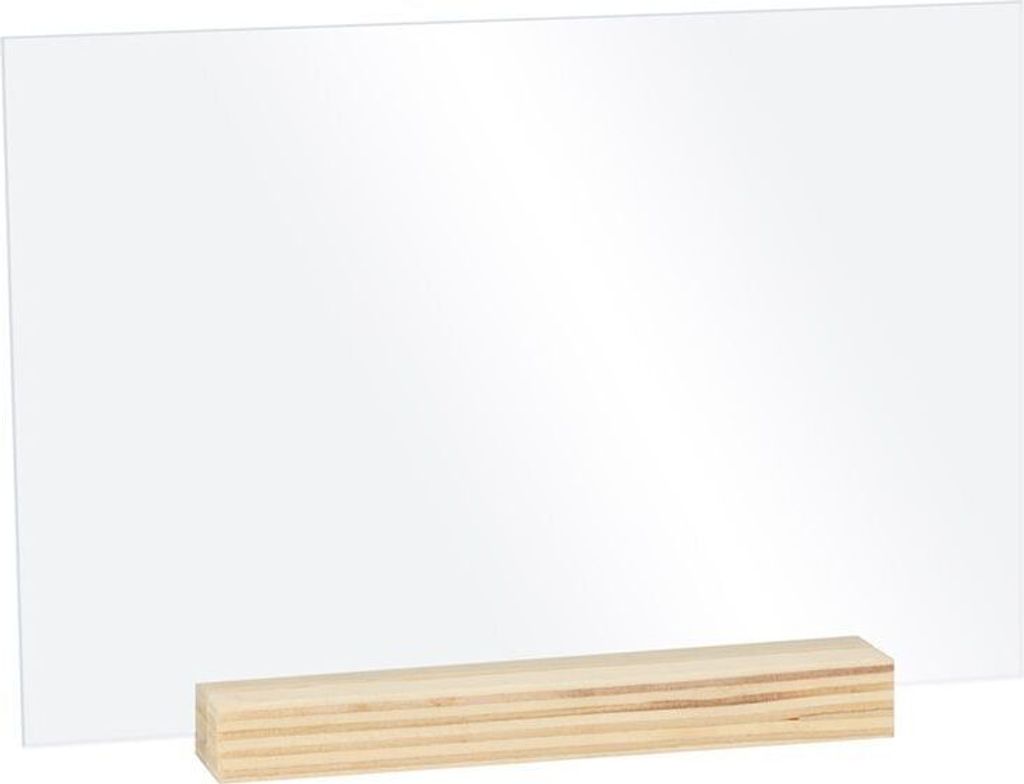 5 transparente Plexiglasplatten 10 x 15 cm + Sockel