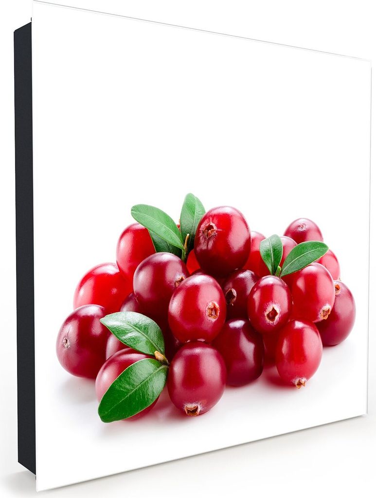 Nachbildung-Schlüsselkasten, Magnetpinnwand und Memoboard mit Glasfront Motiv Cranberry mit Blättern