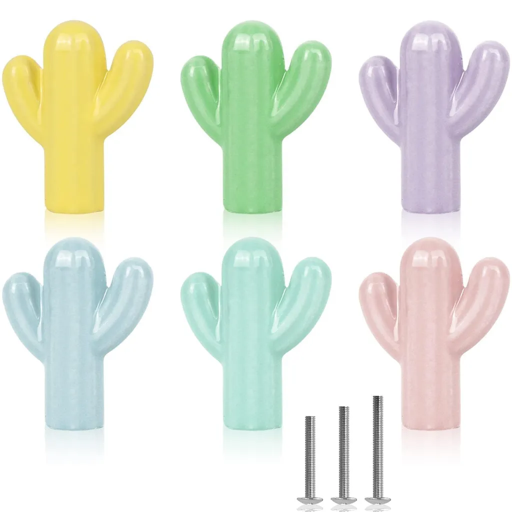 Poignées de meubles cactus 32 mm en céramique émaillée, lot de 6 pièces