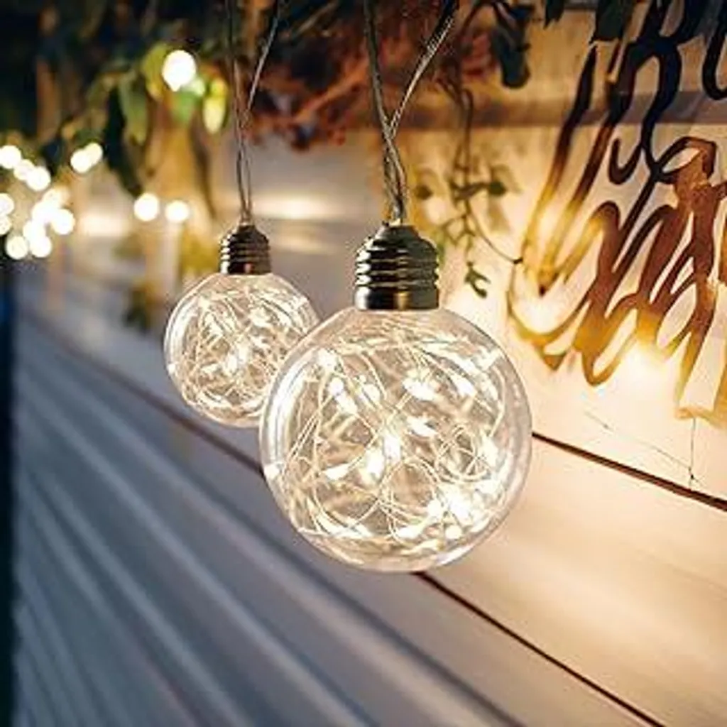 Ghirlanda Luci Natale LED Vintage Globe 9 Lampadine Bianco Caldo