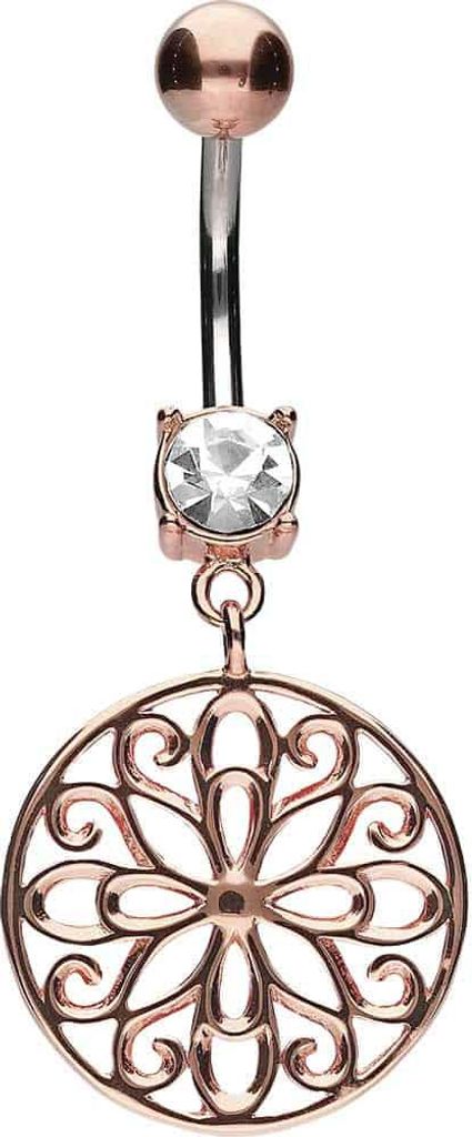 Bauchnabelpiercing Titan Bananabell mit 925er Silber-Design MANDALA