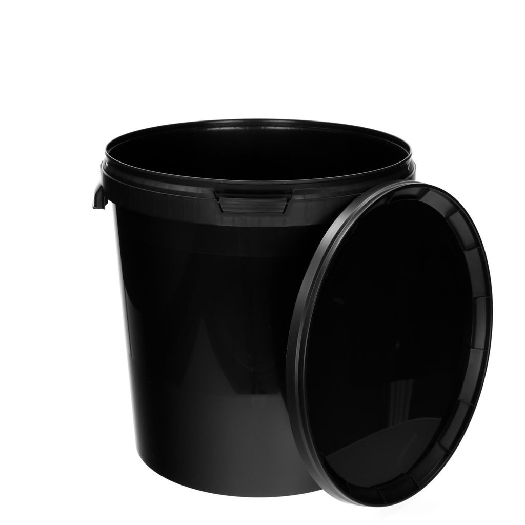 BenBow Eimer mit Deckel 30L x100 Schwarz - lebensmittelecht, stabil, luftdicht, auslaufsicher, geruchsneutral - Plastikeimer - leer